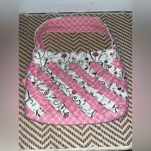 Handmade patchwork tiered small snap closure pink and white floral purse